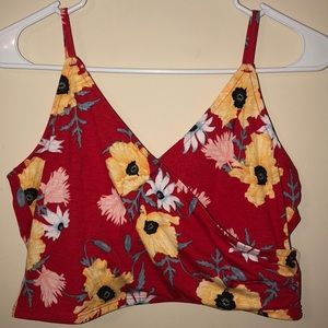 Red floral crop top